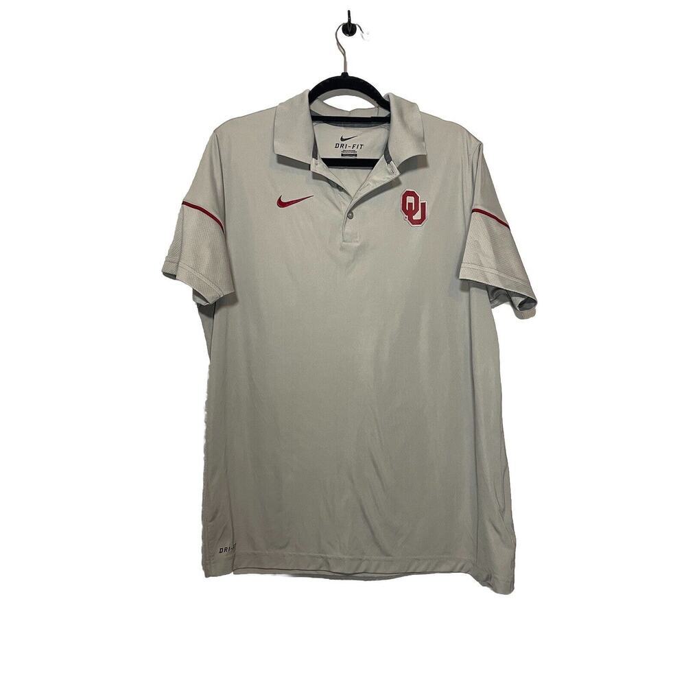 Nike‎ Dri Fit Oklahoma University Gray Polo Size Large